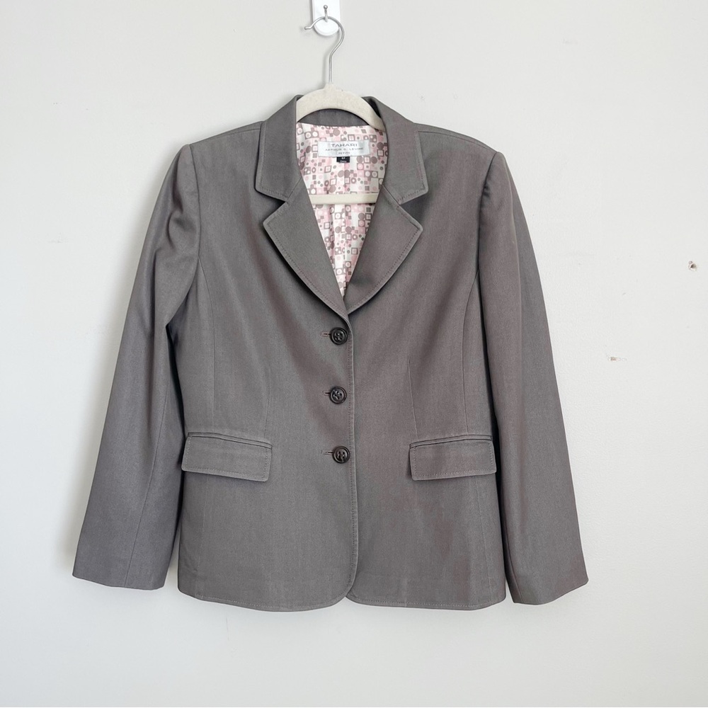 TAHARI | Taupe Gray Blazer Jacket Sz 8P